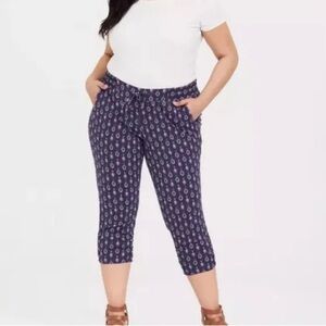 Torrid Sz 0 Geo Print Challis Capri Jogger Cropped Crop Pants paisley floral